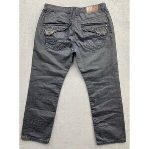 Imperious Denim Jeans Men's Size 38X32 Black Wiskered Flap Pockets 100% Cotton